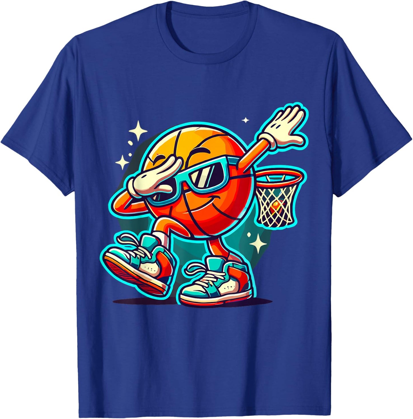 Dabbing Basketball with Sunglasses T-Shirt - T-Shirt | Royal