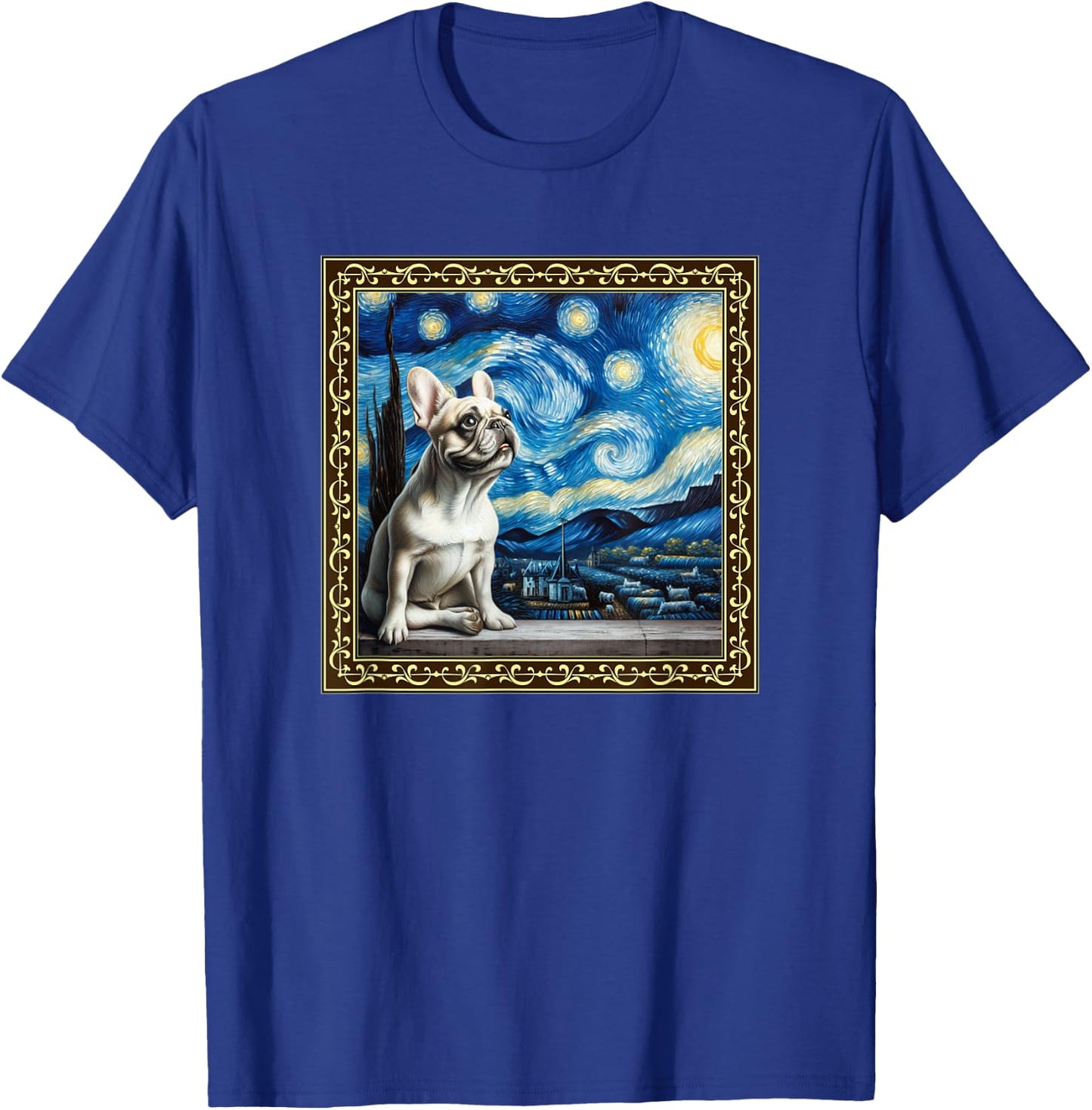 Starry Night French Bulldog Van Gogh Frenchie Painting Women T-Shirt - T-Shirt | Royal