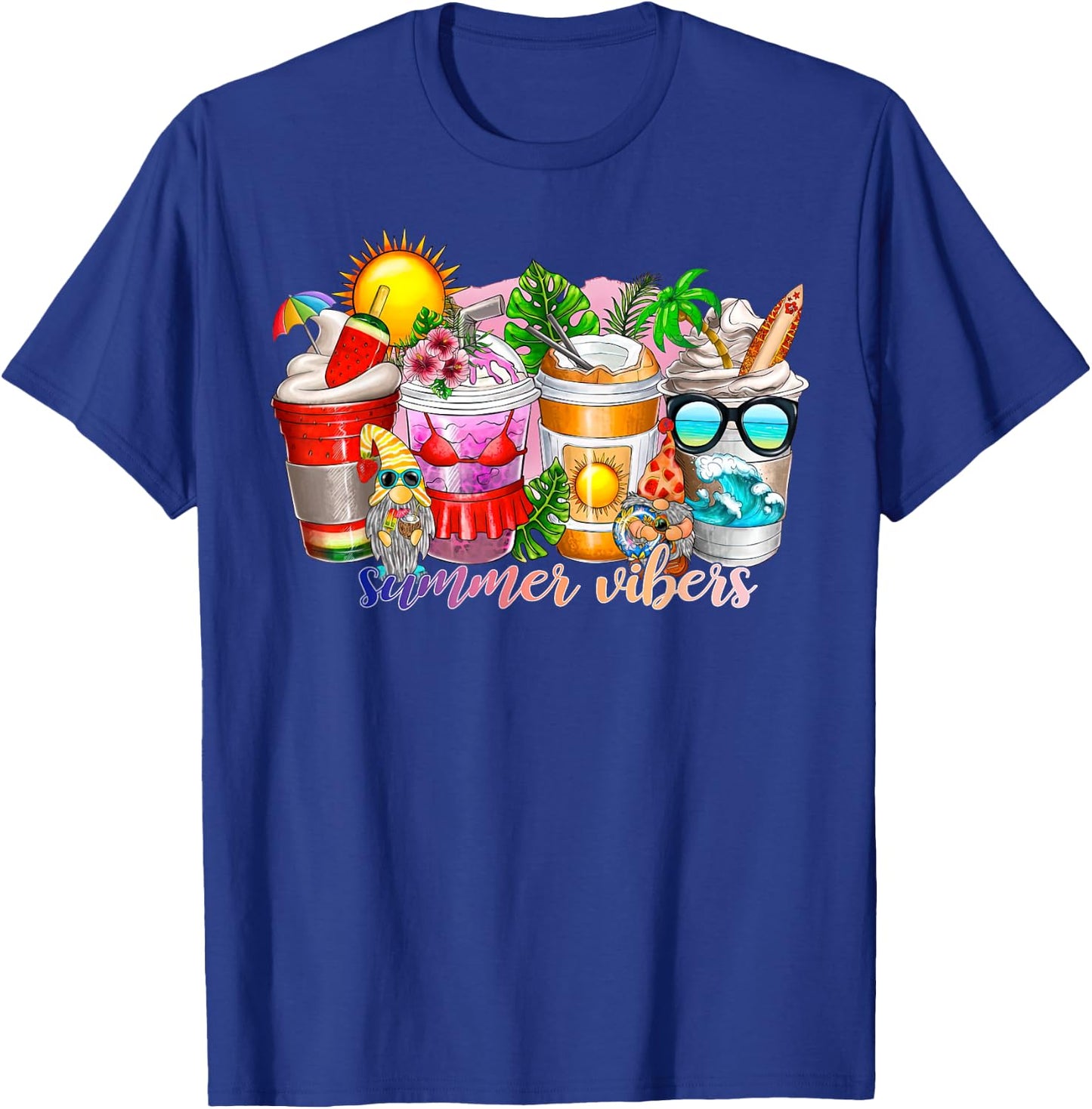 Summer Vibes Iced Latte Fruit Juice Tropical Summer Vacation T-Shirt - T-Shirt | Royal