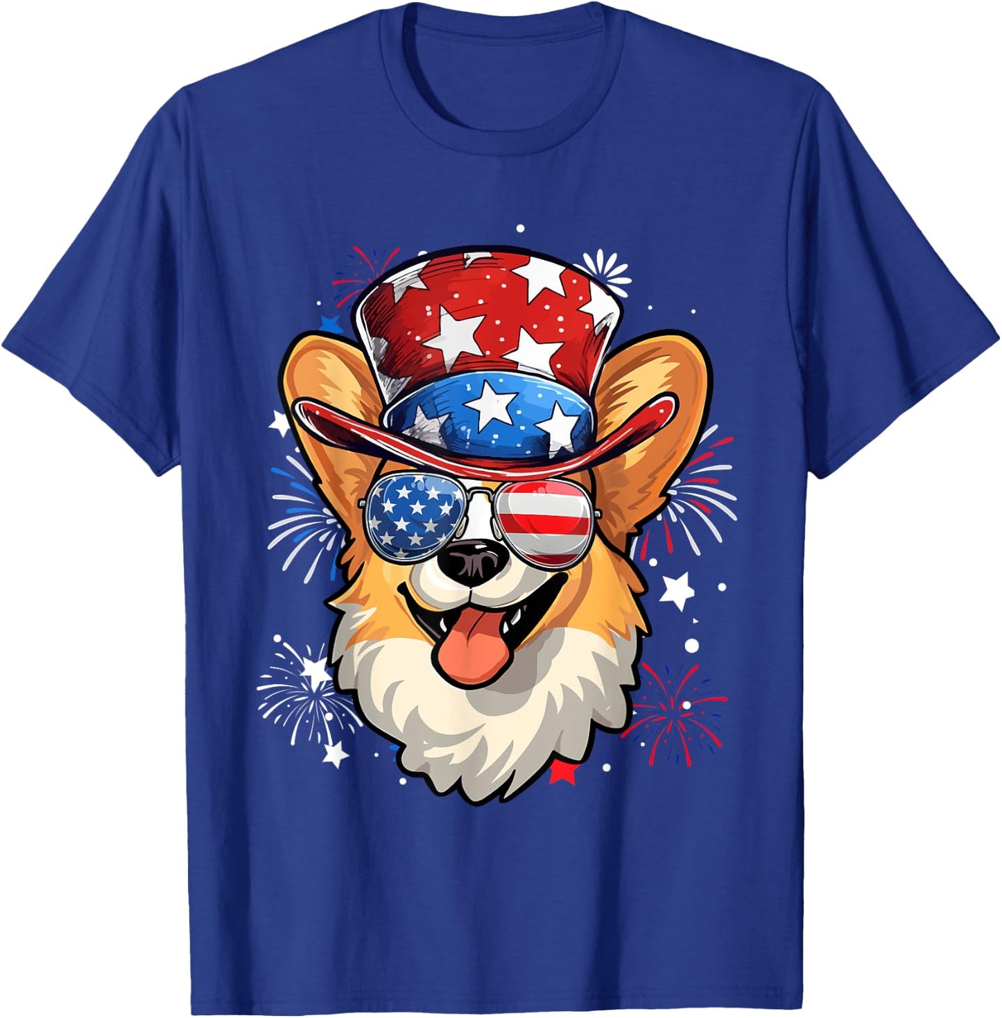 Pembroke Welsh Corgi Patriotic USA Flag 4th Of July Dog T-Shirt - T-Shirt | Royal