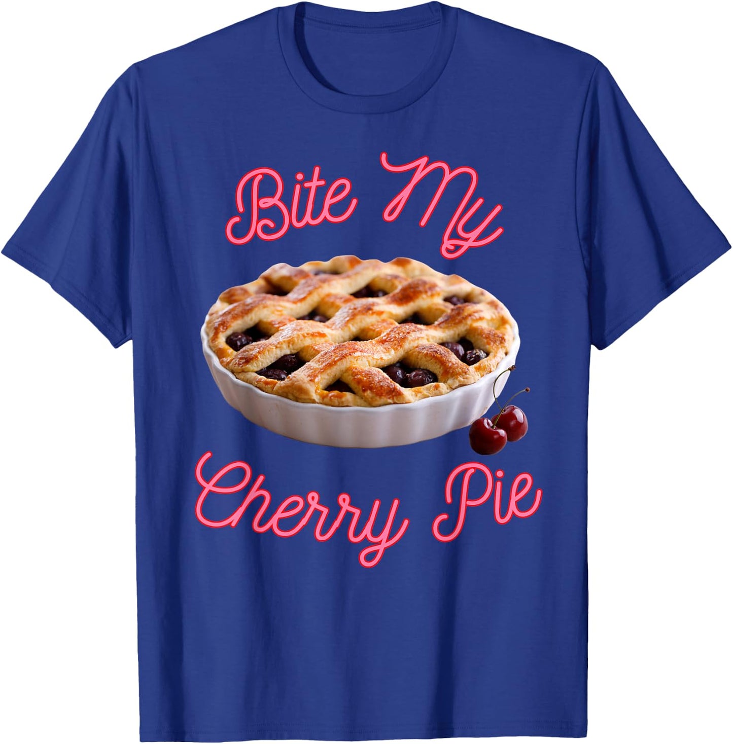 Bite My Cherry Cream Pie Funny sarcastic cherries T-Shirt - T-Shirt | Royal