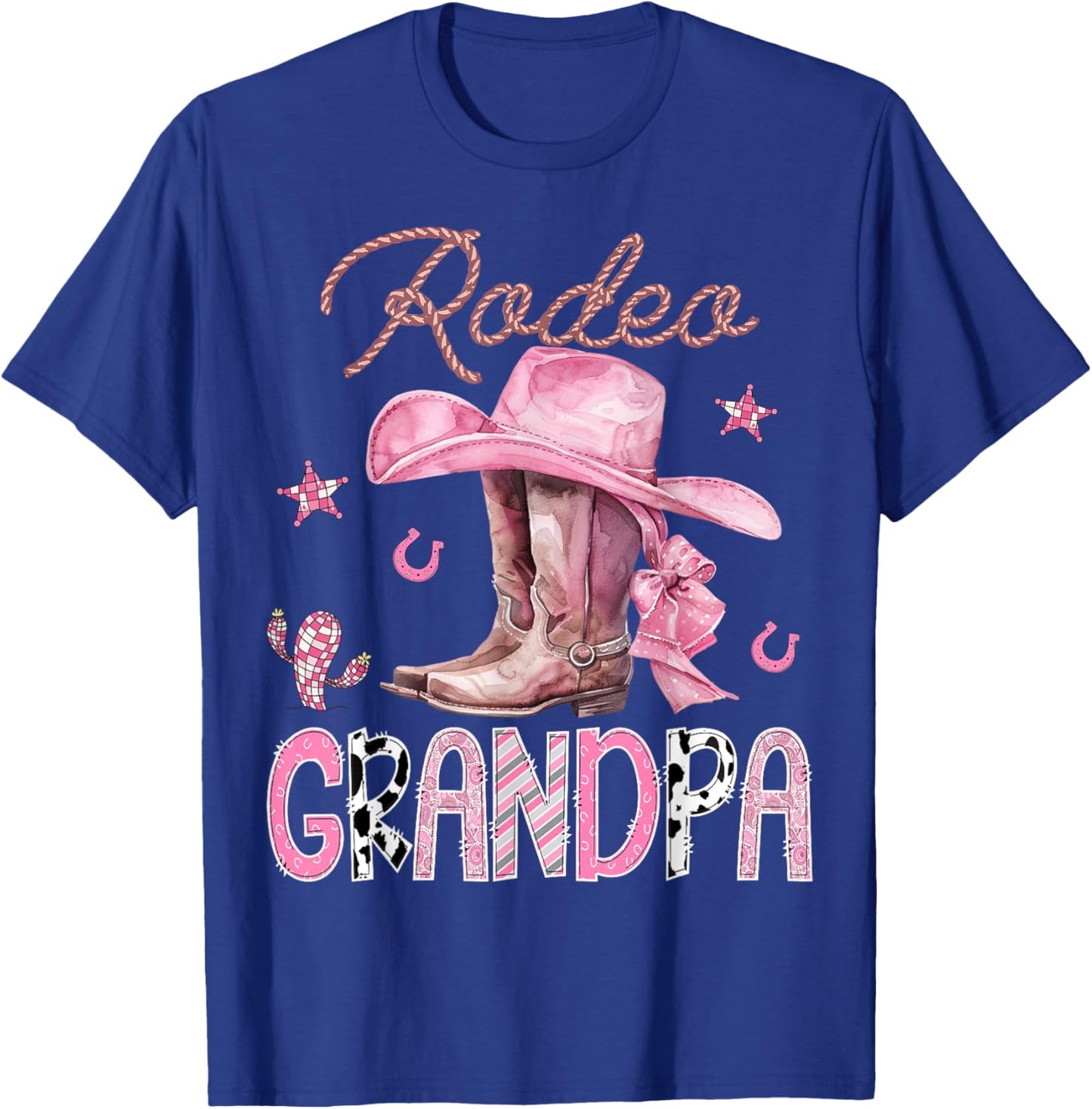 Rodeo Grandpa Pink Boots Coquette CowGirl Birthday Party T-Shirt - T-Shirt | Royal