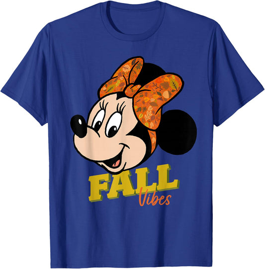 Disney Minnie Mouse Fall Vibes Autumn Leaves T-Shirt - T-Shirt | Royal