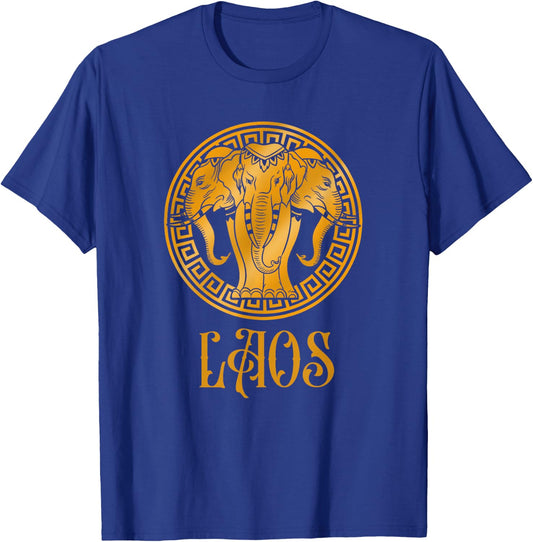 Laos Proud Lao Laotian Flag Day Elephants T-Shirt - T-Shirt | Royal