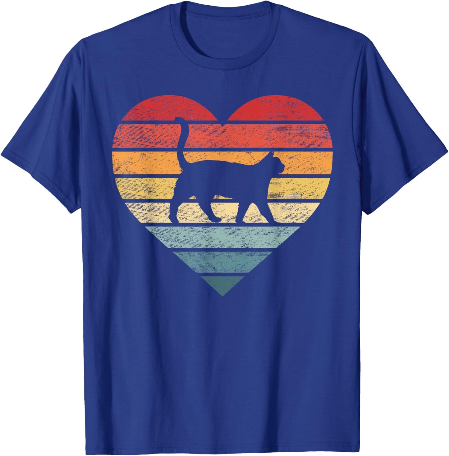 Cat Lover Gifts Vintage Pet Owner Kitty Heart Silhouette T-Shirt - T-Shirt | Royal