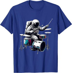 Drumming Astronaut Astronaut playing music drum in space T-Shirt - T-Shirt | Royal