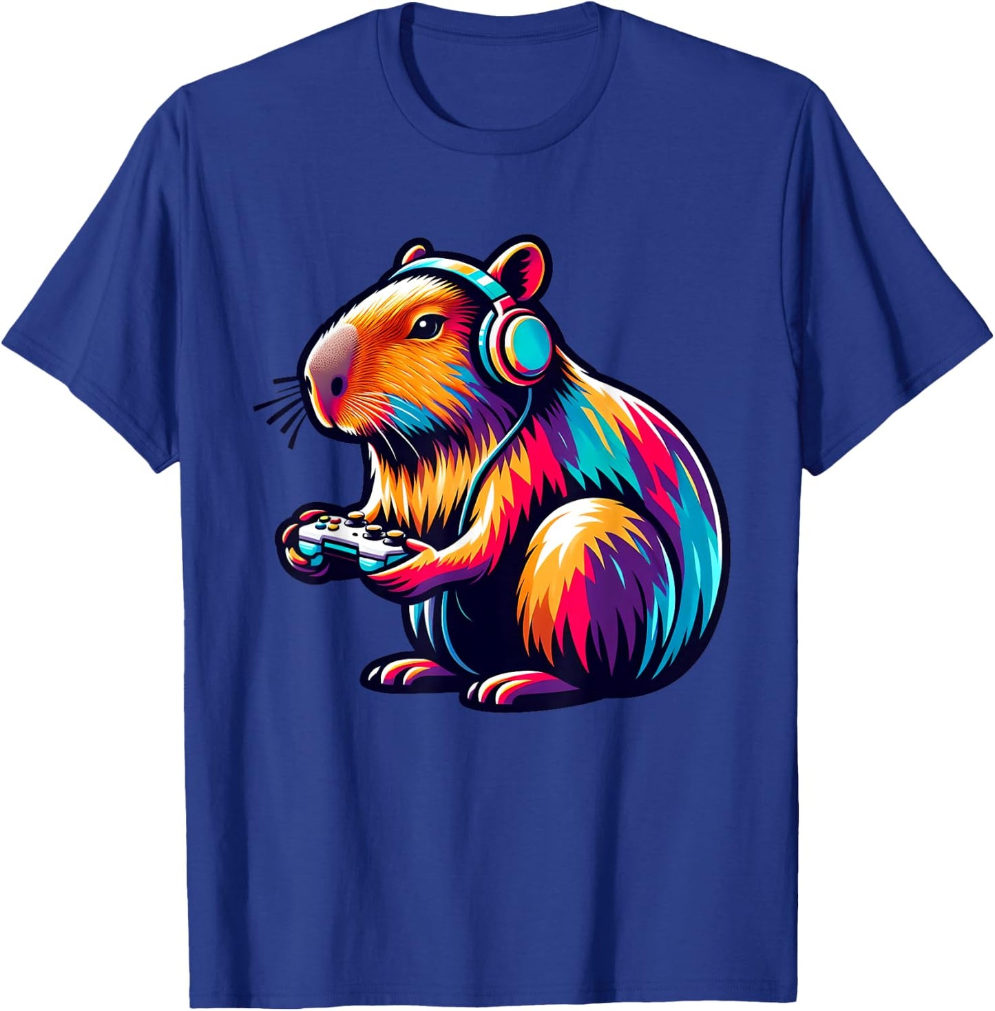 Capybara Rodent & Video Games Controller Boys Girls Kids T-Shirt - T-Shirt | Royal