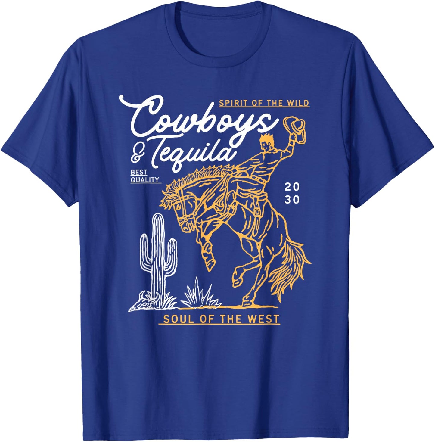 Cowboys And Tequila Country Rodeo Vintage Horse Riding Texas T-Shirt - T-Shirt | Royal