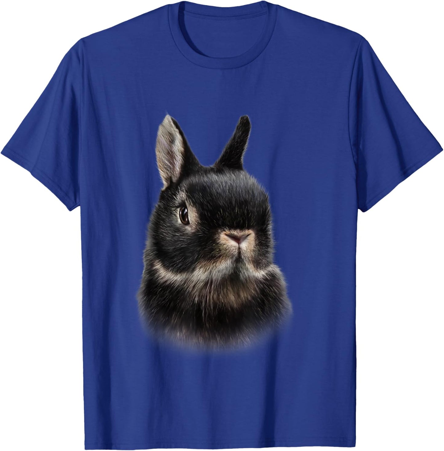 Fox Republic Design Black Netherland Dwarf Rabbit Bust Women's Adult Modern Animal Theme Cotton Polyester T-Shirt - T-Shirt | Royal