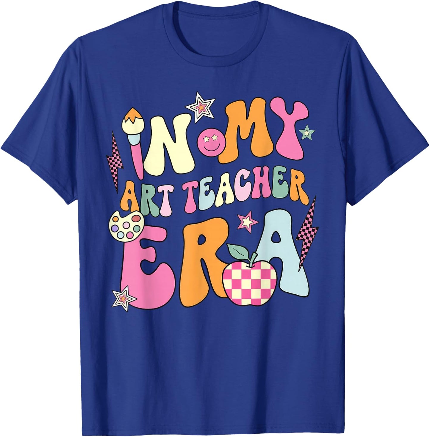 Retro Groovy In My Art Teacher Era Back To School T-Shirt - T-Shirt | Royal