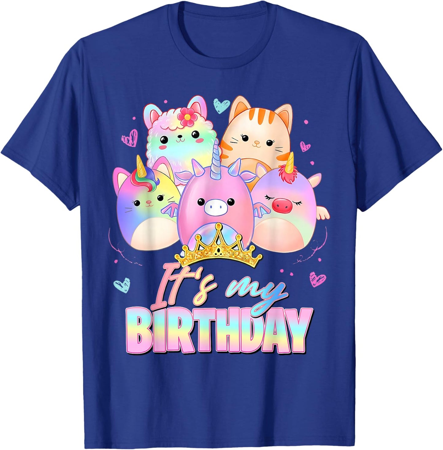 Cute It's My Birthday Girl Squish Squad Funny Birthday Party T-Shirt - T-Shirt | Royal