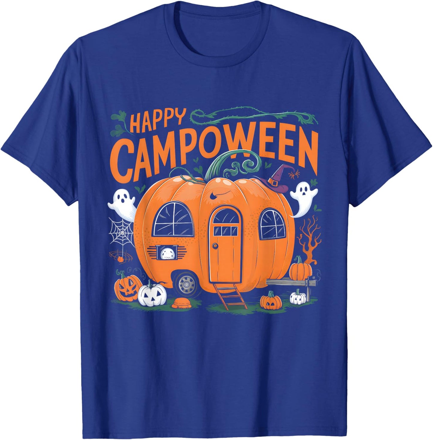 Happy Camp-O-Ween Halloween Camping Ghosts and Campfires T-Shirt - T-Shirt | Royal