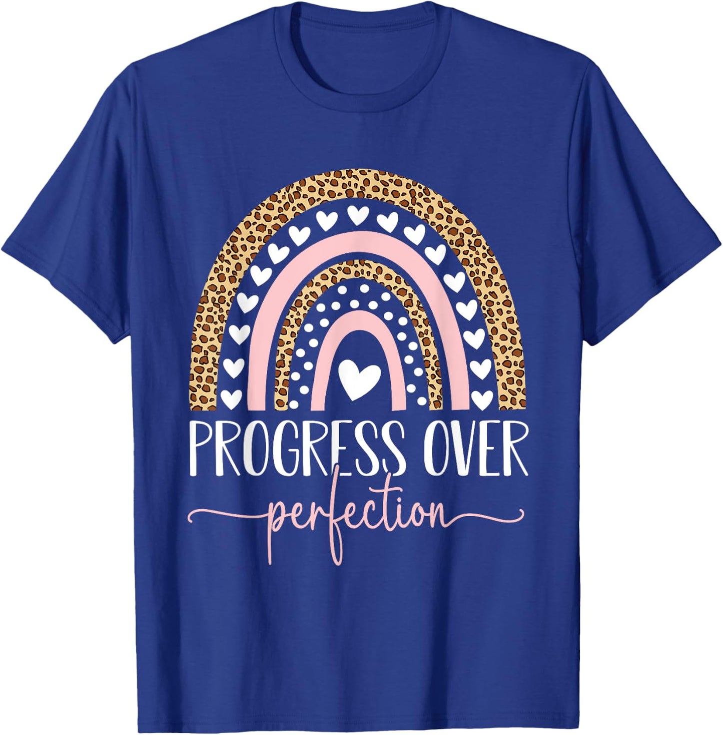 Motivational Progress Over Perfection Teacher School T-Shirt - T-Shirt | Royal