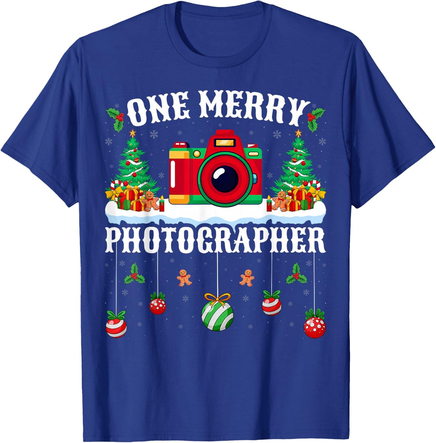 One Merry Photographer Xmas Holiday Photography Christmas T-Shirt - T-Shirt | Royal