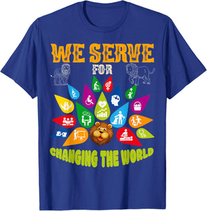 Lions Club Members We Serve for Changing The World Volunteer T-Shirt - T-Shirt | Royal