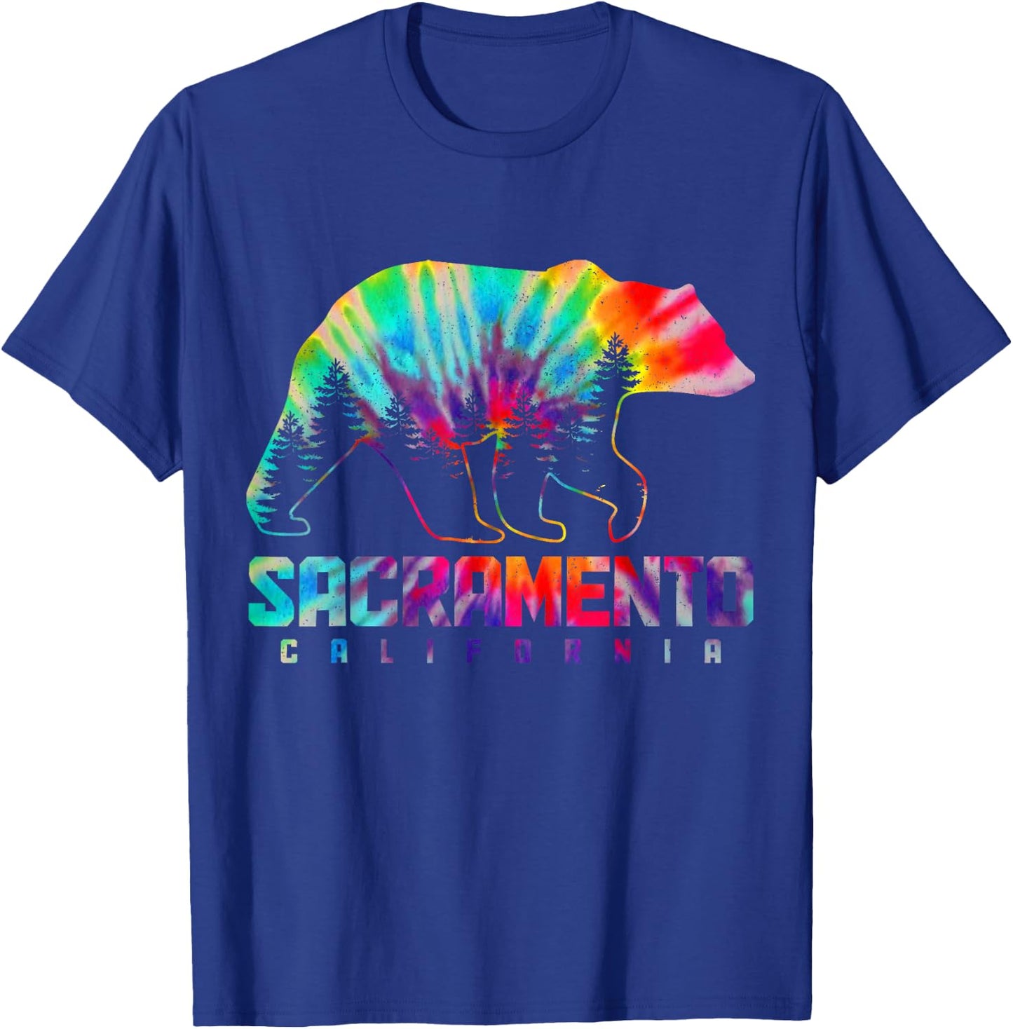 Sacramento California Tie Dye Bear Pride Outdoor Vintage T-Shirt - T-Shirt | Royal