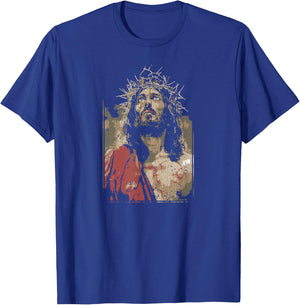 Face Of Jesus On A Cross With Crown Of Thorns T-Shirt - T-Shirt | Royal