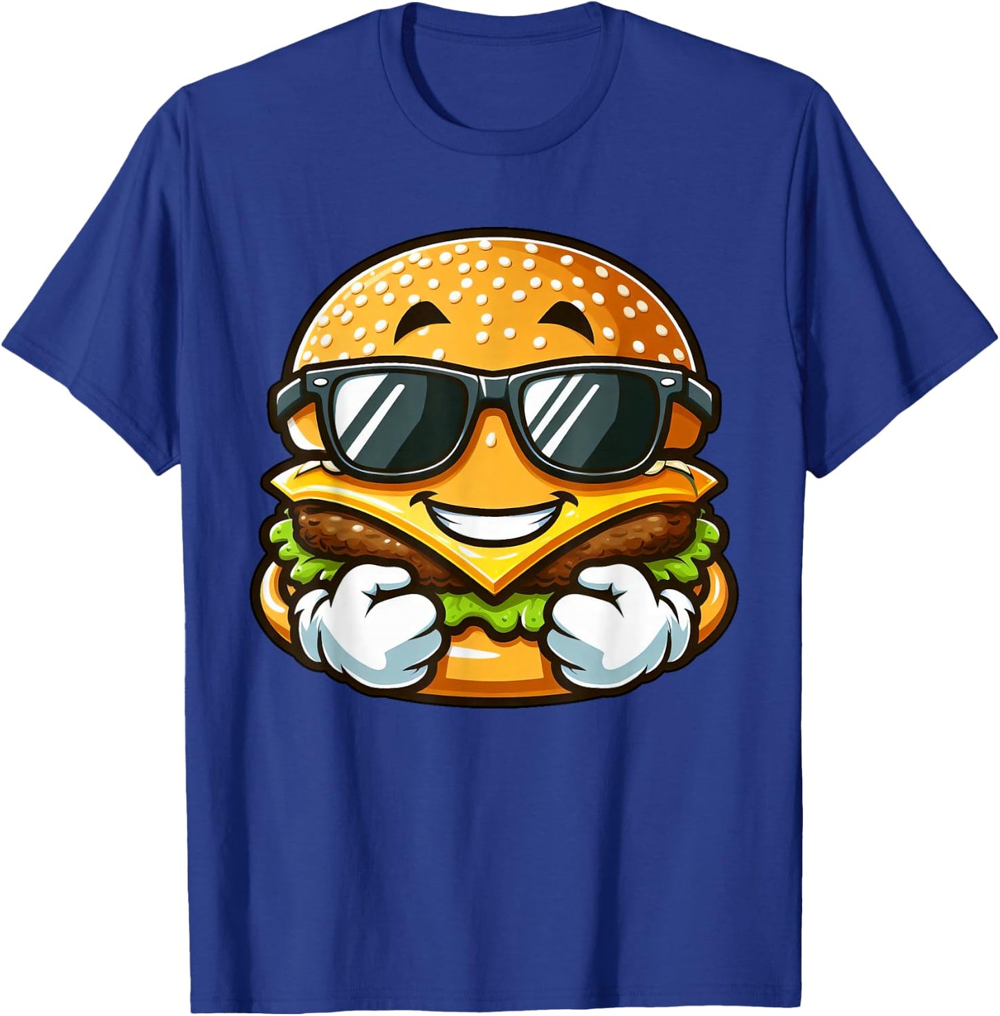 Cool Hamburger Cheeseburger with Sunglasses T-Shirt - T-Shirt | Royal