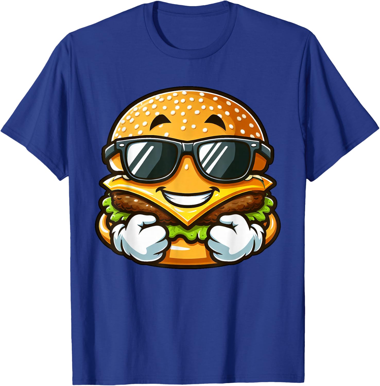 Cool Hamburger Cheeseburger with Sunglasses T-Shirt - T-Shirt | Royal