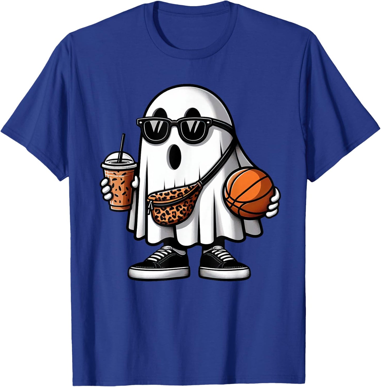 Funny Basketball Ghost Halloween Kids T-Shirt - T-Shirt | Royal