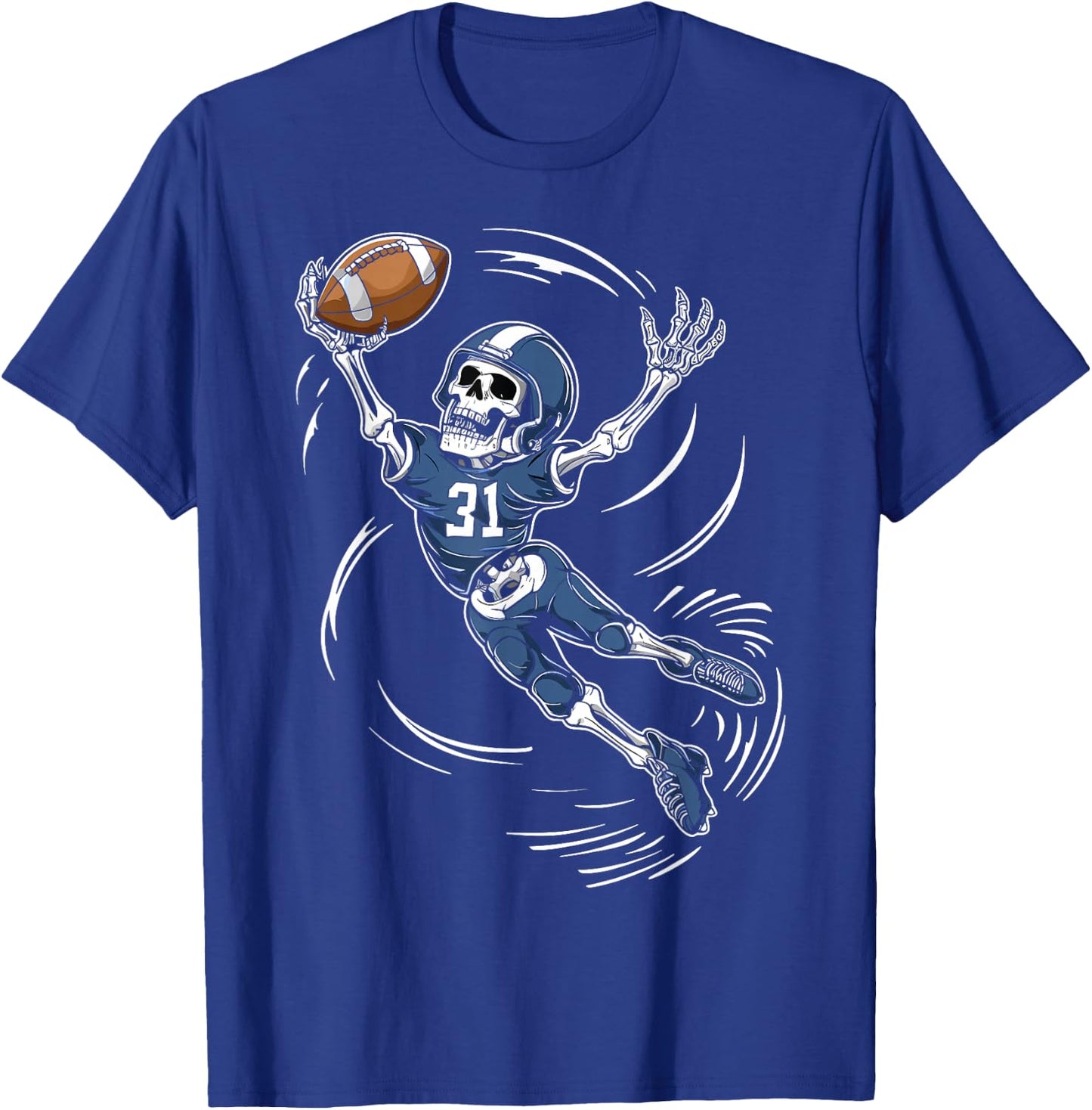 American Football Skeleton Halloween Men Boys Football Fan T-Shirt - T-Shirt | Royal