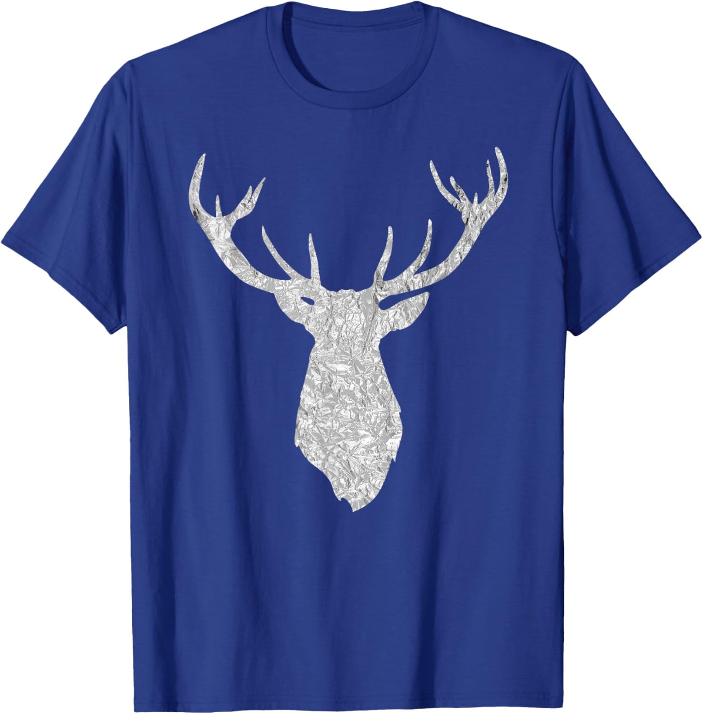 Buck Stag Deer Head Antlers Silver Gray Silhouette T-Shirt - T-Shirt | Royal