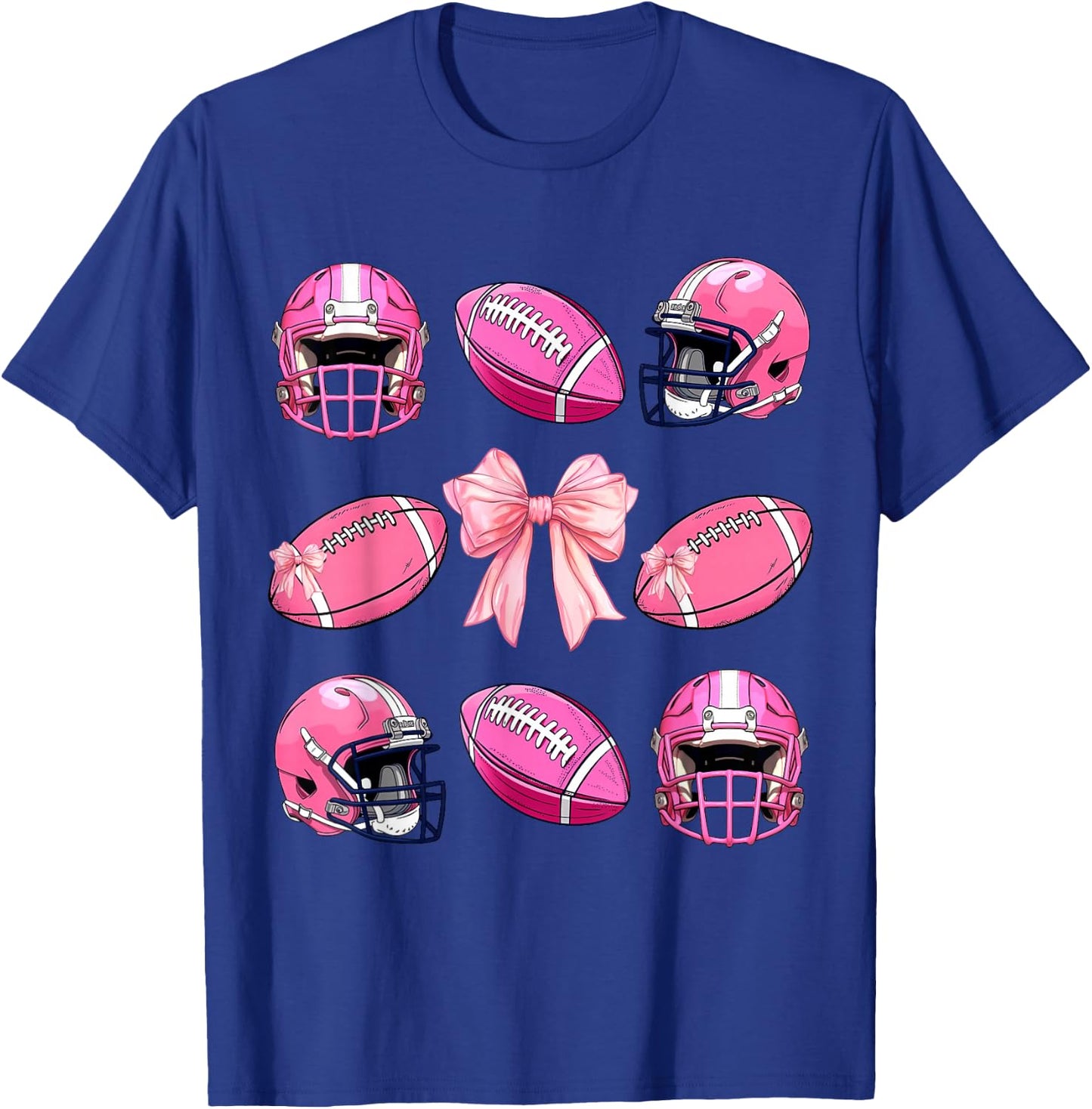 Cute Pink football coquette bow shirt Esthetics Women Girl T-Shirt - T-Shirt | Royal