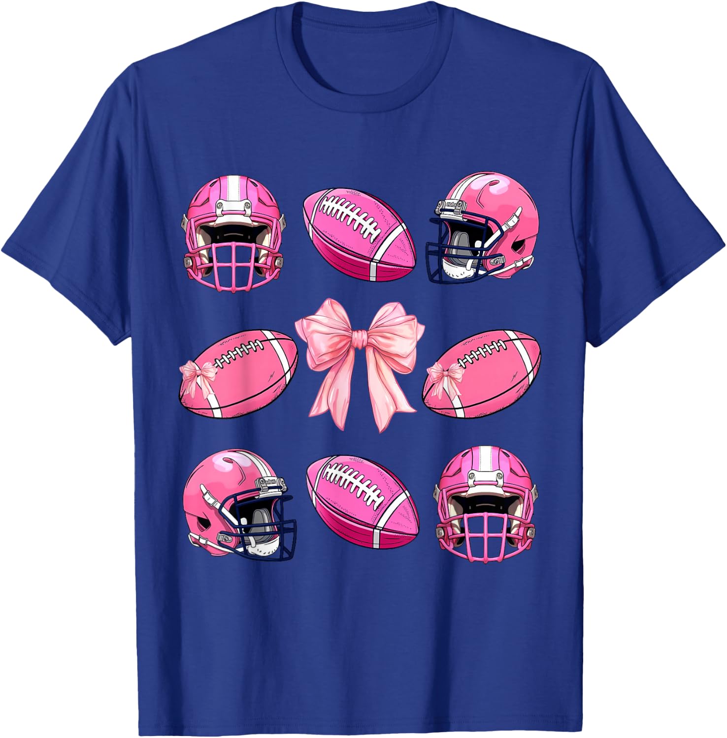 Cute Pink football coquette bow shirt Esthetics Women Girl T-Shirt - T-Shirt | Royal