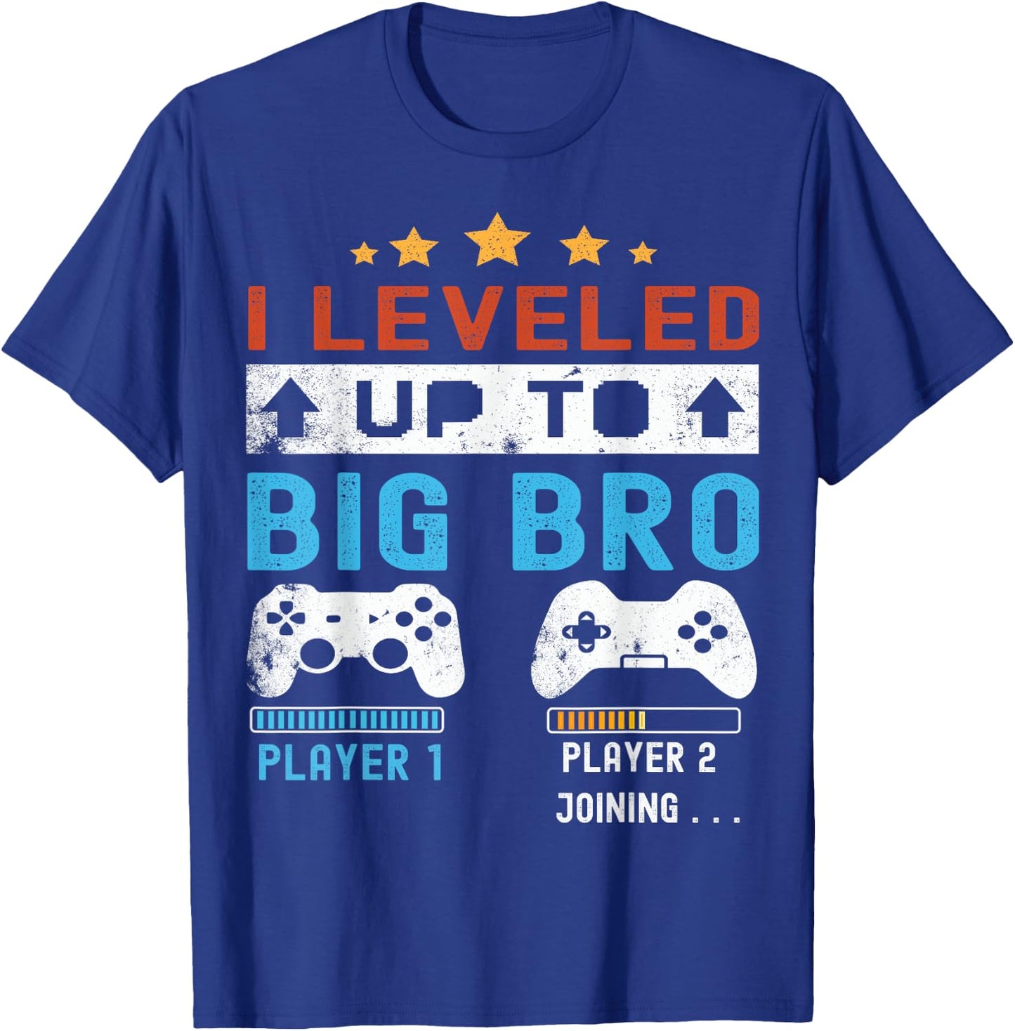 I leveled up to Big Bro! Gamer Big Brother 2025 Boys Vintage T-Shirt - T-Shirt | Royal