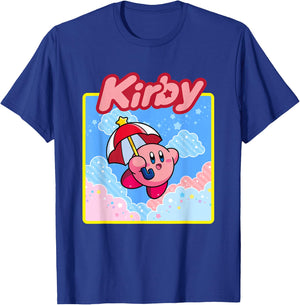 Kirby Pastel Pink & Blue Cloudy Big Character Portrait T-Shirt - T-Shirt | Royal