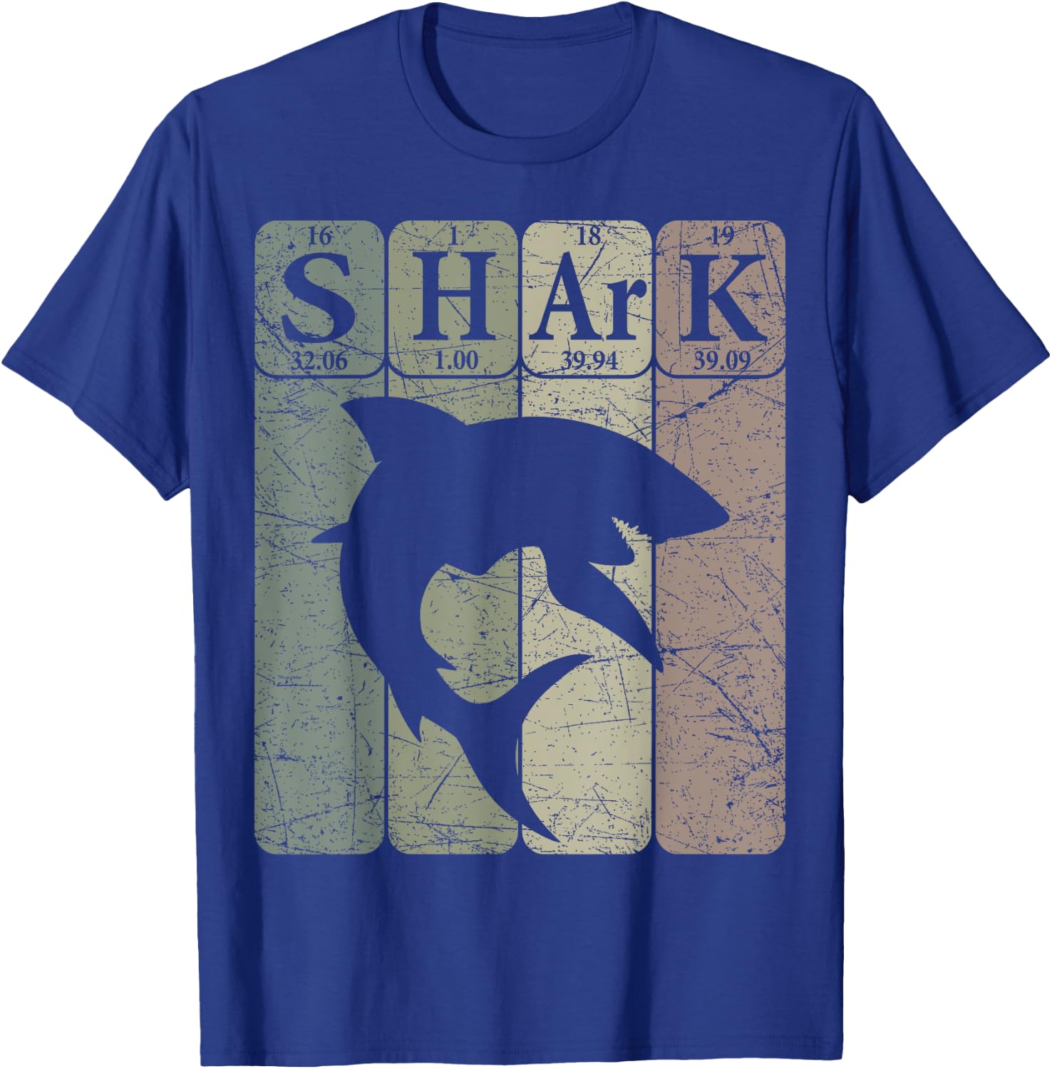 Shark Periodic Table Elements Retro Shark Selachimorphaphile T-Shirt - T-Shirt | Royal