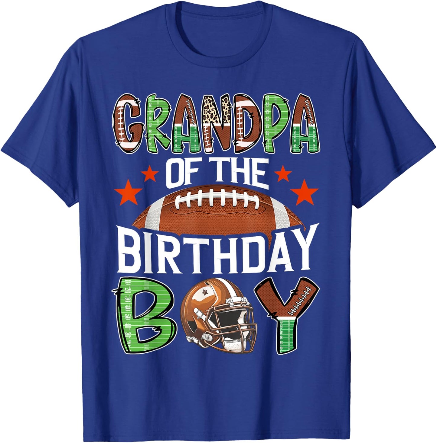 Grandpa Of The Birthday Boy Game Day Football T-Shirt - T-Shirt | Royal