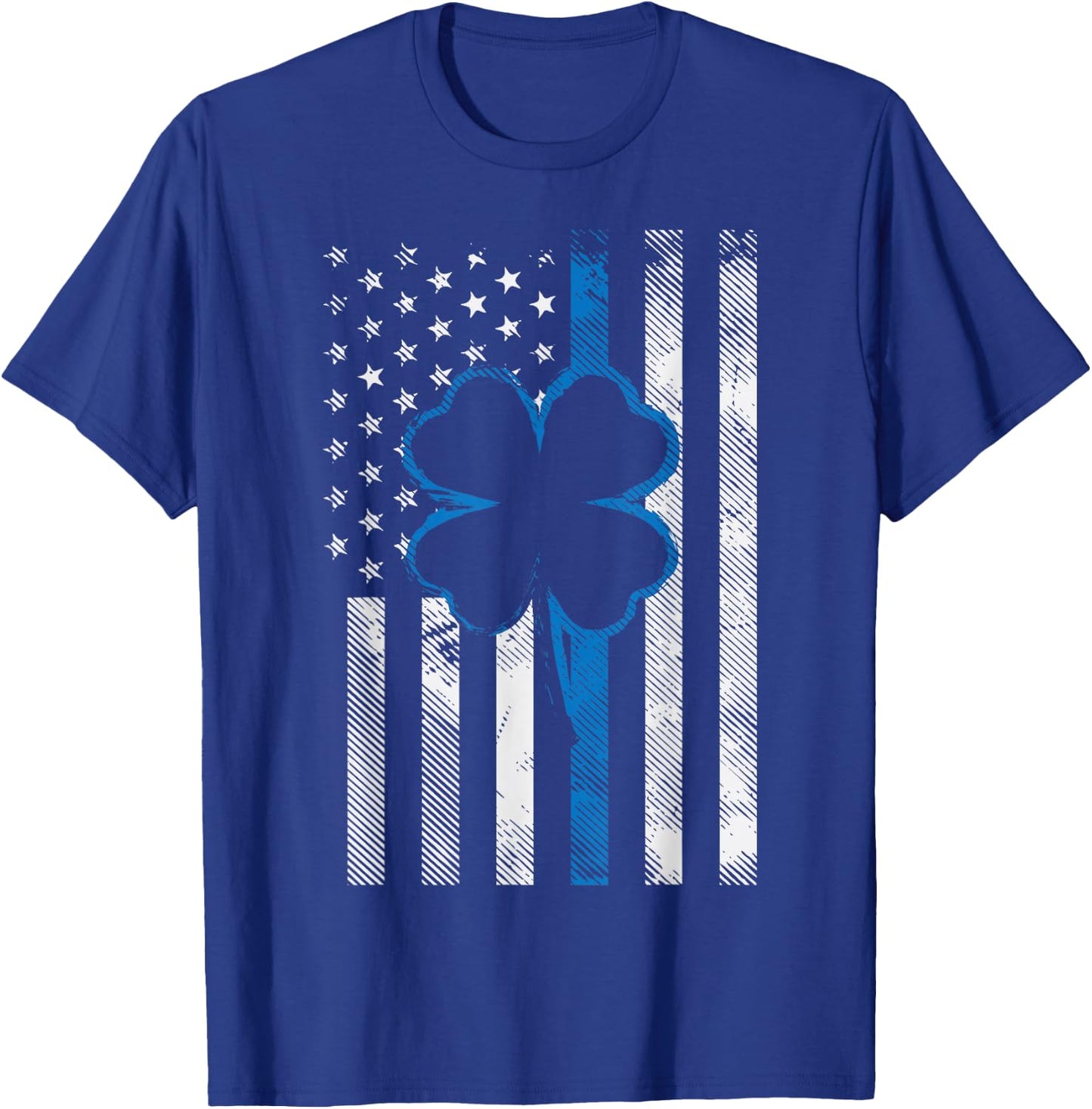 Thin Blue Line LE Cop Police Irish US Flag St Patricks Day T-Shirt - T-Shirt | Royal