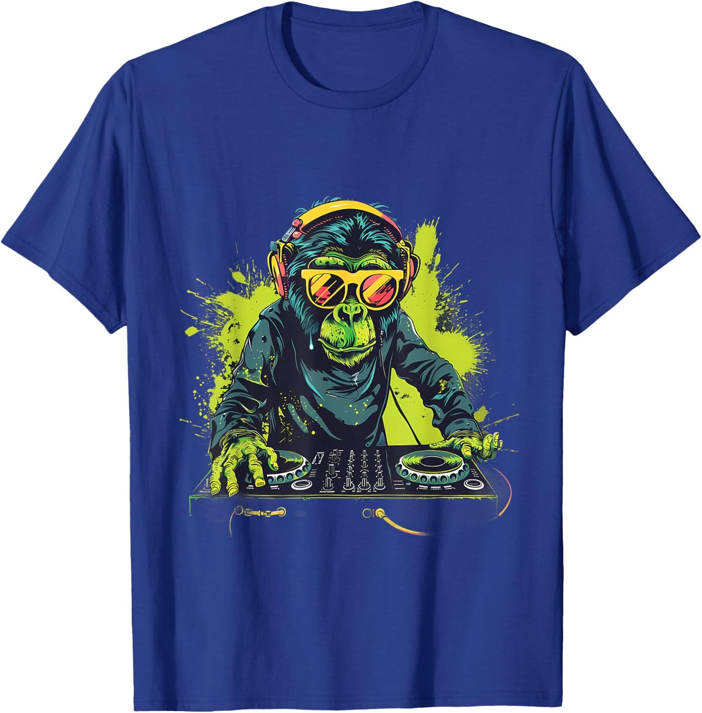 DJ Monkey Splash Monkey DJ Turntable DJ Monkey House Music T-Shirt - T-Shirt | Royal