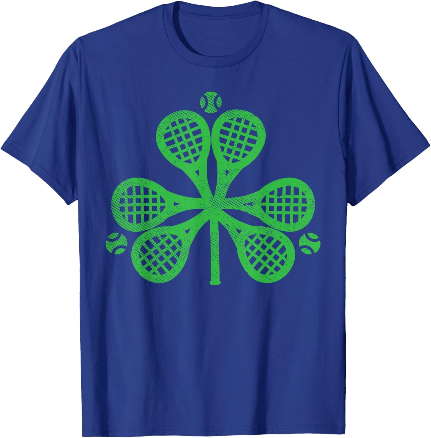 Tennis Shamrock Clover St Patricks Day Player Coach Gift T-Shirt - T-Shirt | Royal