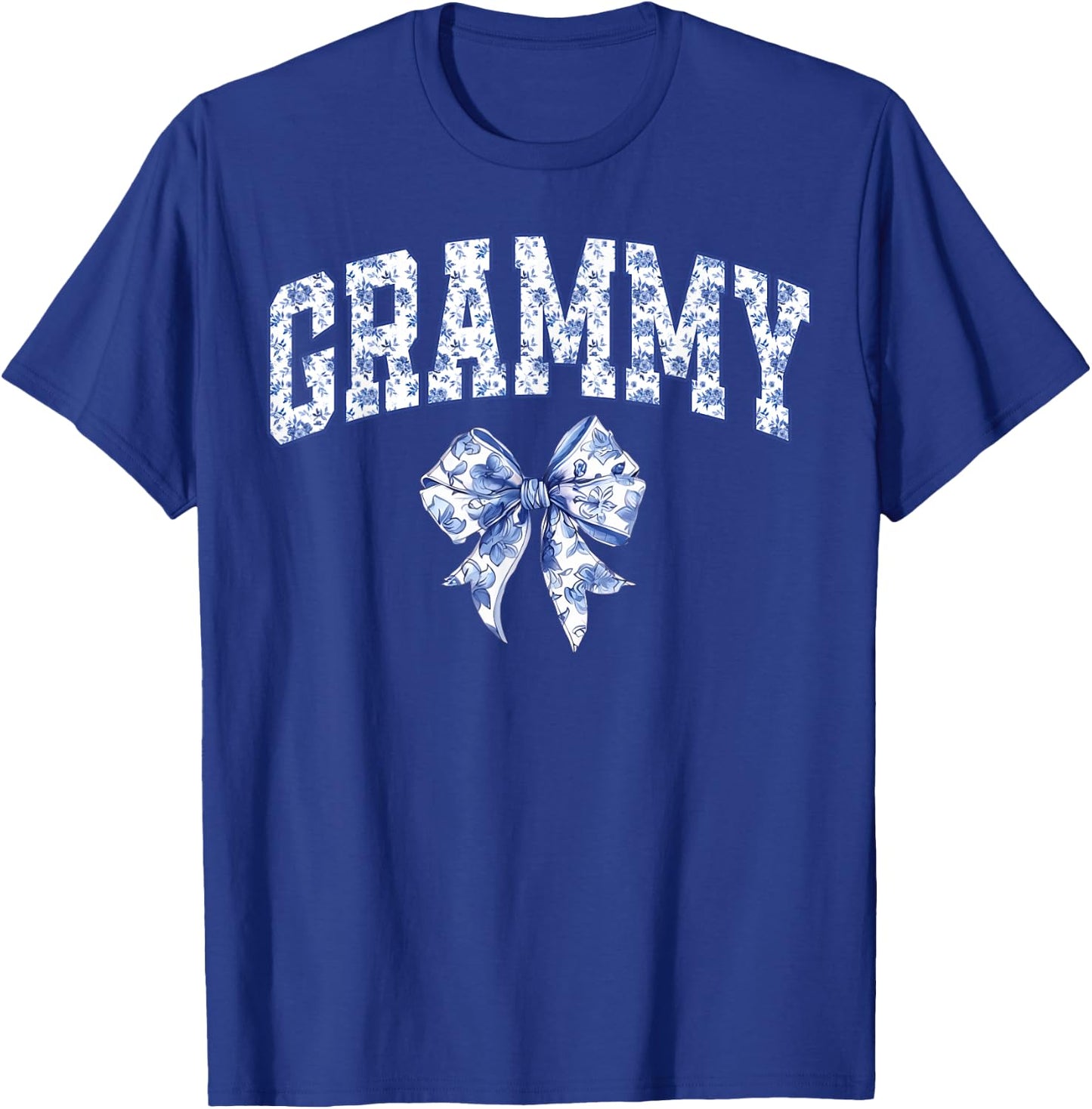 Grammy Coquette Toile Blue Bow Floral Family Matching T-Shirt - T-Shirt | Royal