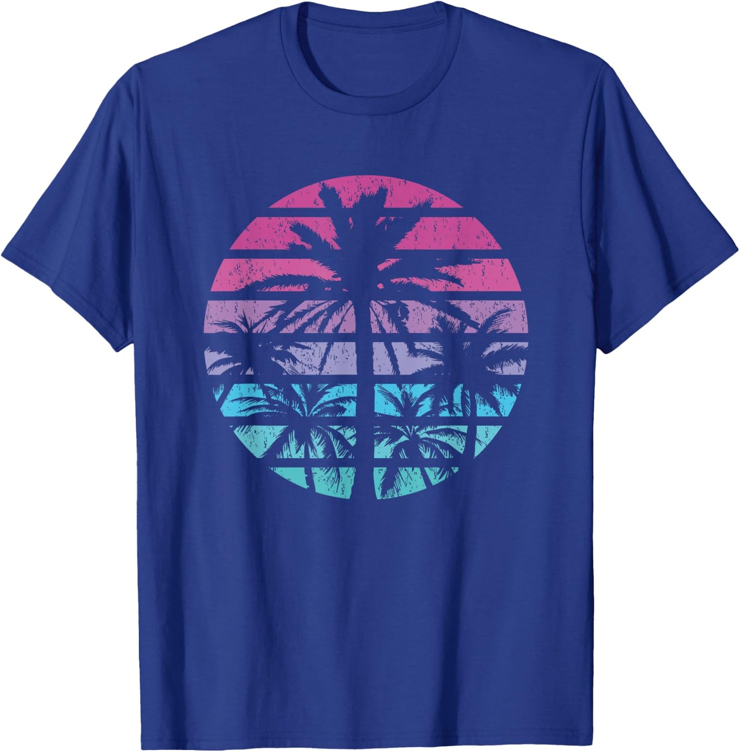Palm Tree Retro Sunset Summer Beach Vintage Tropical Graphic T-Shirt - T-Shirt | Royal