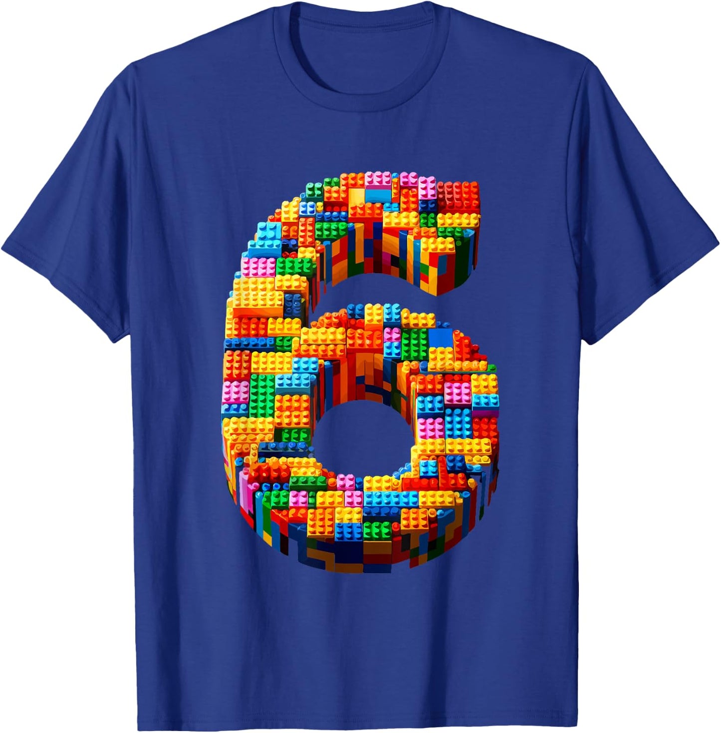 6 Year Old Blocks Building Master Builder 6th Birthday Boy T-Shirt - T-Shirt | Royal