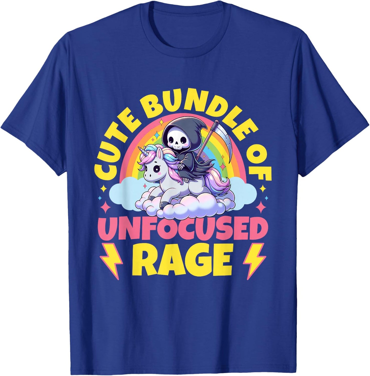 Cute Bundle Of Unfocused Rage Goth Mystical Gothic Unicorn T-Shirt - T-Shirt | Royal
