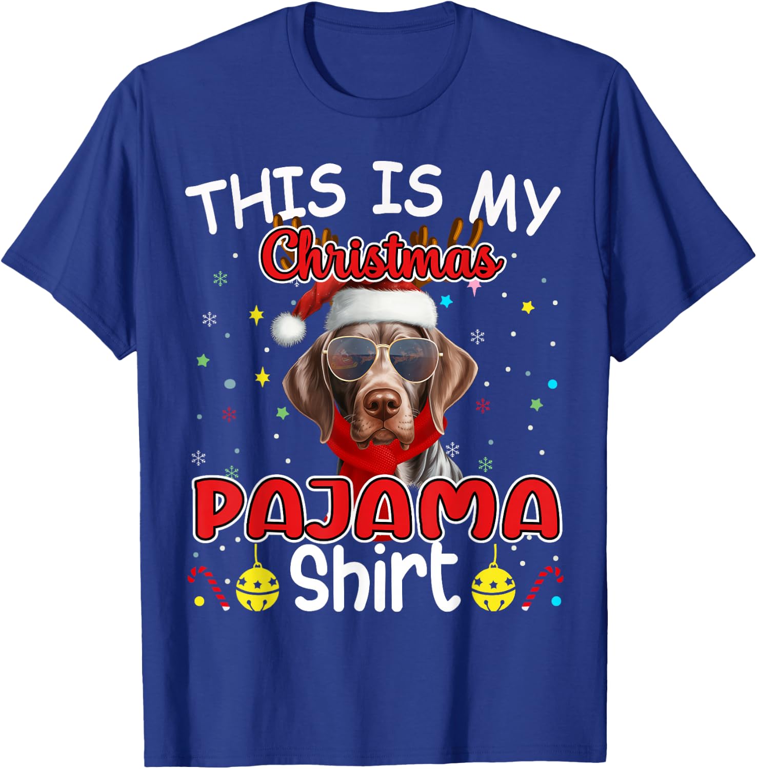 German Shorthaired Pointer Christmas Pajama Matching Xmas T-Shirt - T-Shirt | Royal