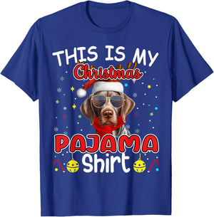 German Shorthaired Pointer Christmas Pajama Matching Xmas T-Shirt - T-Shirt | Royal