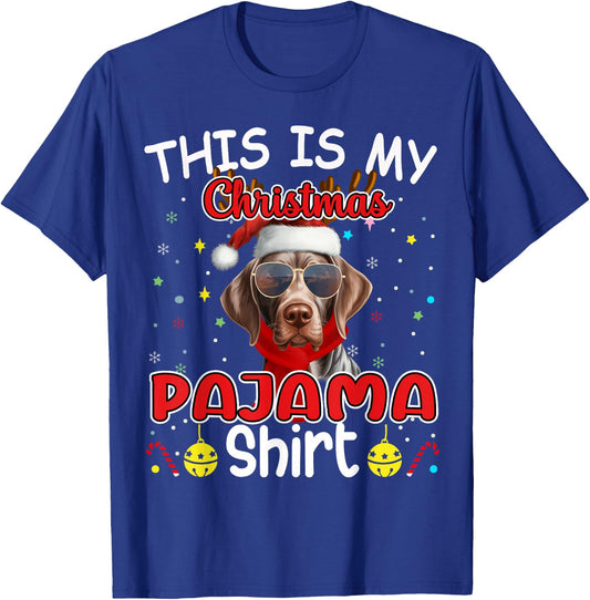 German Shorthaired Pointer Christmas Pajama Matching Xmas T-Shirt - T-Shirt | Royal