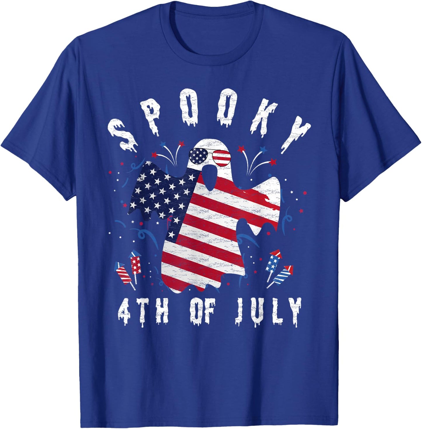 4th of July Spooky Funny Patriot Halloween Spooky Usa Flag T-Shirt - T-Shirt | Royal
