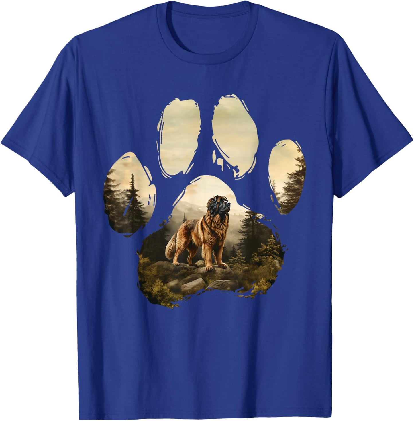 Leonberger Mountain Paw Design Dog Mom Dad Men Women Girls Kids T-Shirt - T-Shirt | Royal