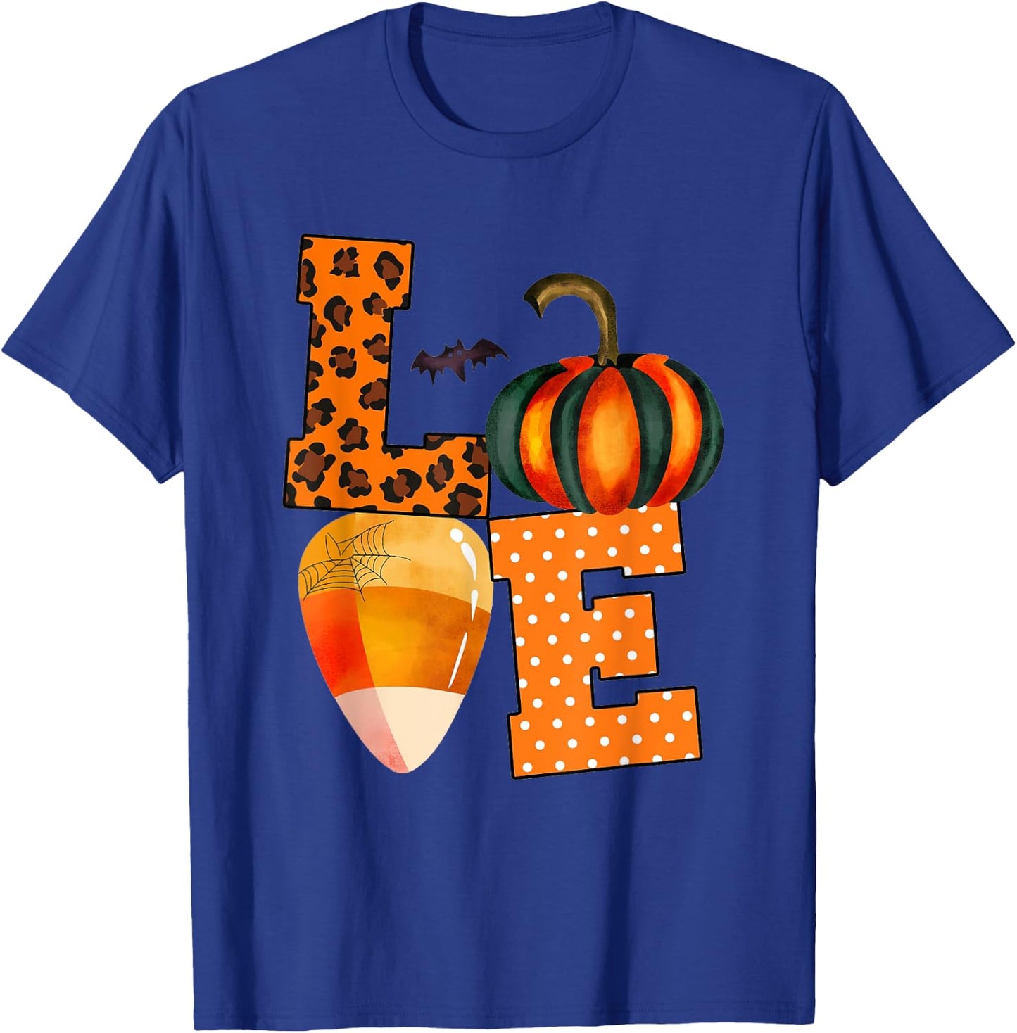 Love Candy Corn And Pumpkin Halloween Costume Gifts T-Shirt - T-Shirt | Royal