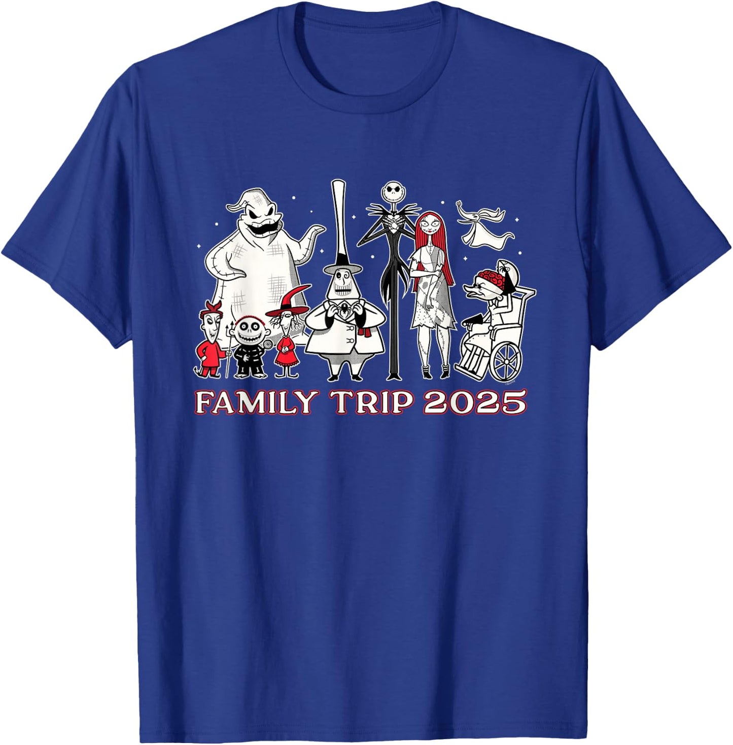 Disney The Nightmare Before Christmas B&W&R Family Trip 2025 T-Shirt - T-Shirt | Royal