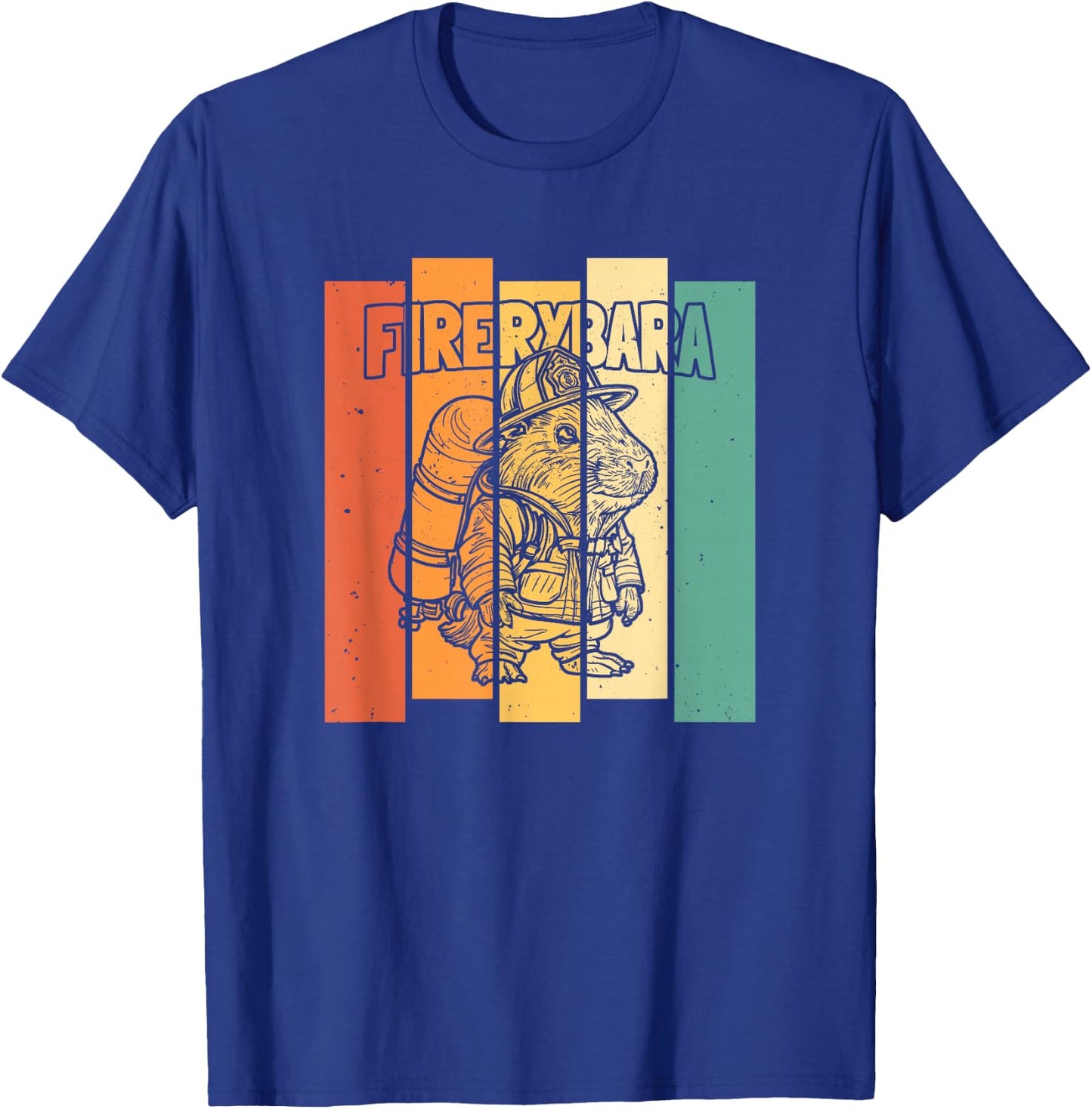 Firerybara - Fire Fireman Thin Red Line Firefighter Capybara T-Shirt - T-Shirt | Royal