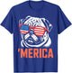 Merica Pug American Flag Patriotic USA Dog Lover Men Women T-Shirt - T-Shirt | Royal