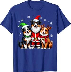 Australian Shepherd Christmas Dogs Funny Santa Reindeer Elf T-Shirt - T-Shirt | Royal