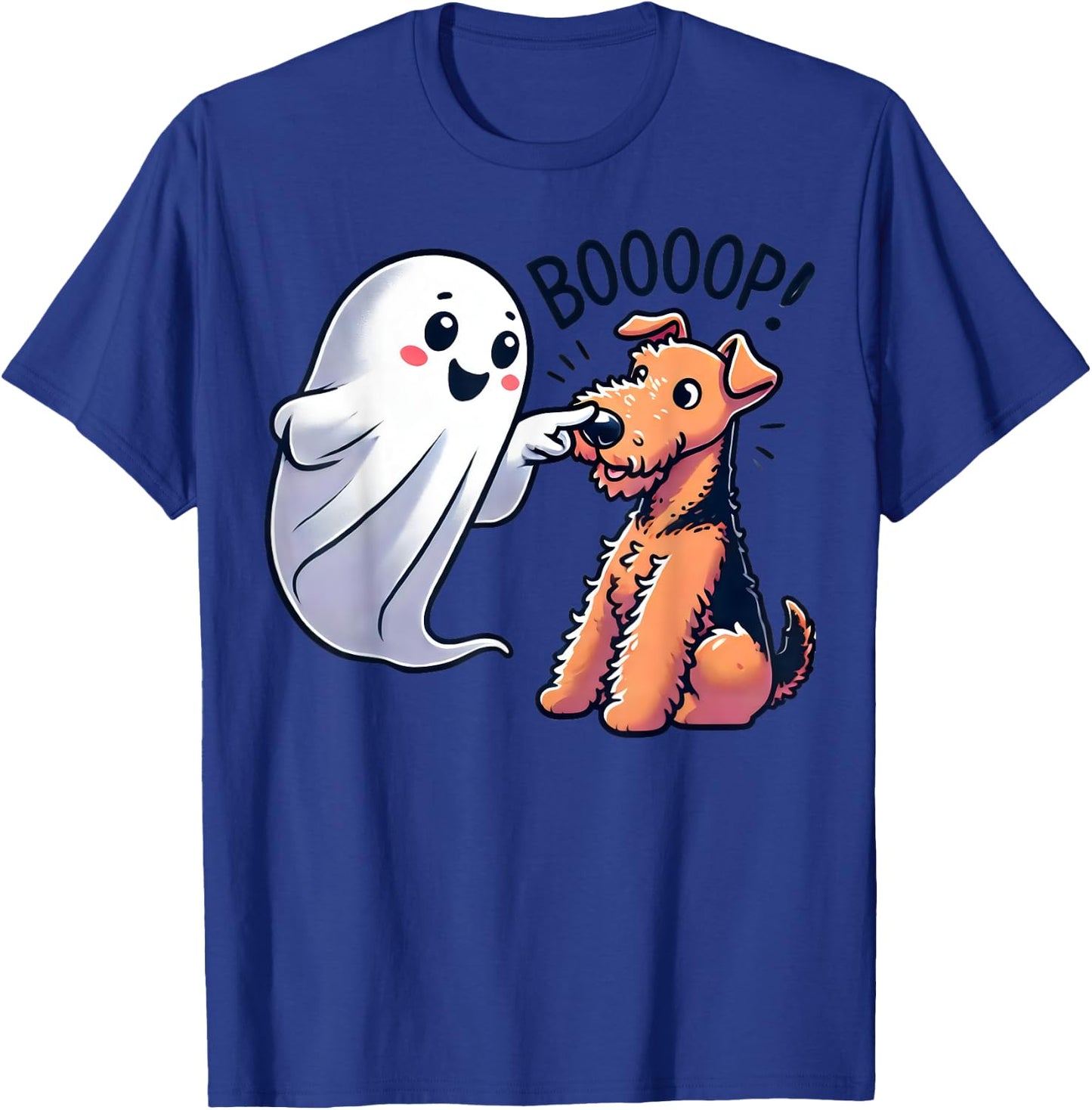 Funny Halloween Ghost Airedale Terrier Boop Lazy Costume T-Shirt - T-Shirt | Royal